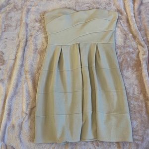 Strapless beige cocktail dress